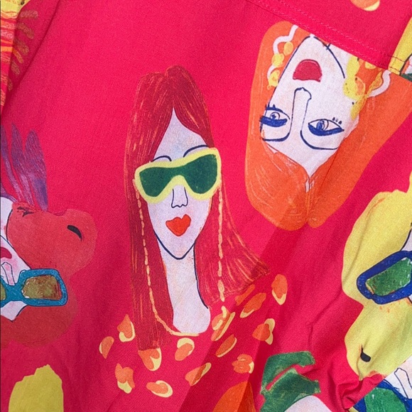 NWT Pastel Colorful Graphic Shirt with Fringe Sleeves Size Medium Set of Two - Picture 8 of 12